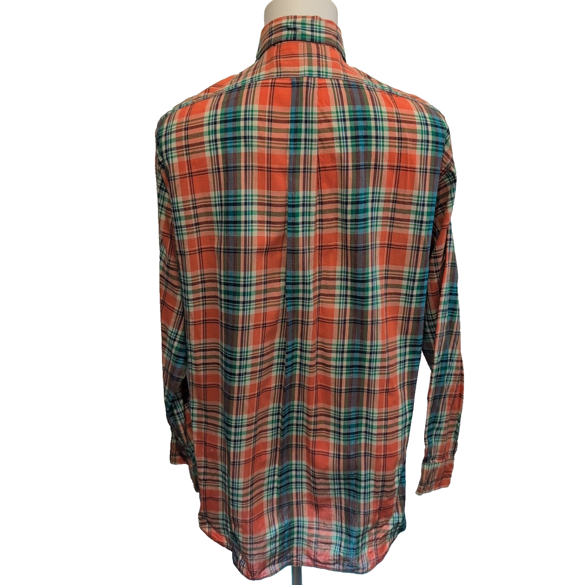 Chemise Ralph Lauren M Carreaux Orange Vert Coton Button Down Neuve Étiquette