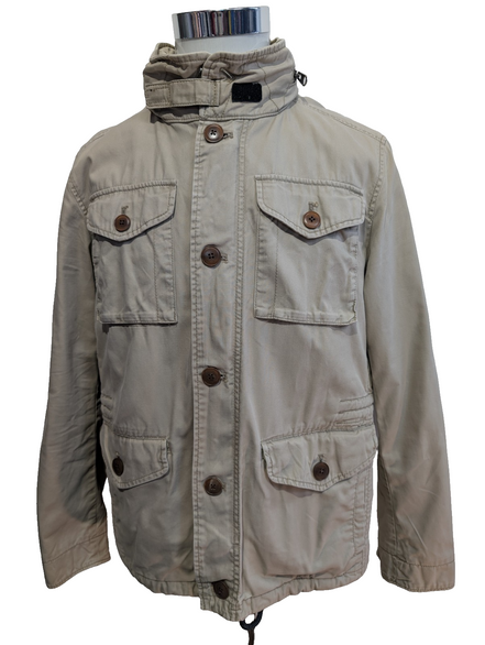 Marc O'Polo Veste Blouson Coton Crème Beige M Capuche Col Field Jacket | 313BSR