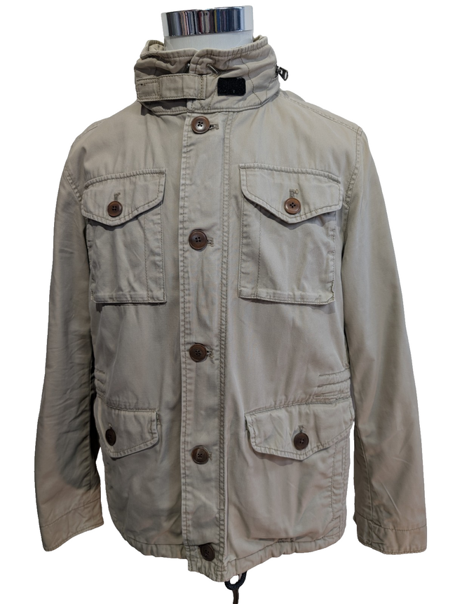 Marc O'Polo Veste Blouson Coton Crème Beige M Capuche Col Field Jacket | 313BSR