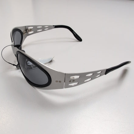 Lunettes de soleil Y2K Branches larges Métal gris satiné 6 trous