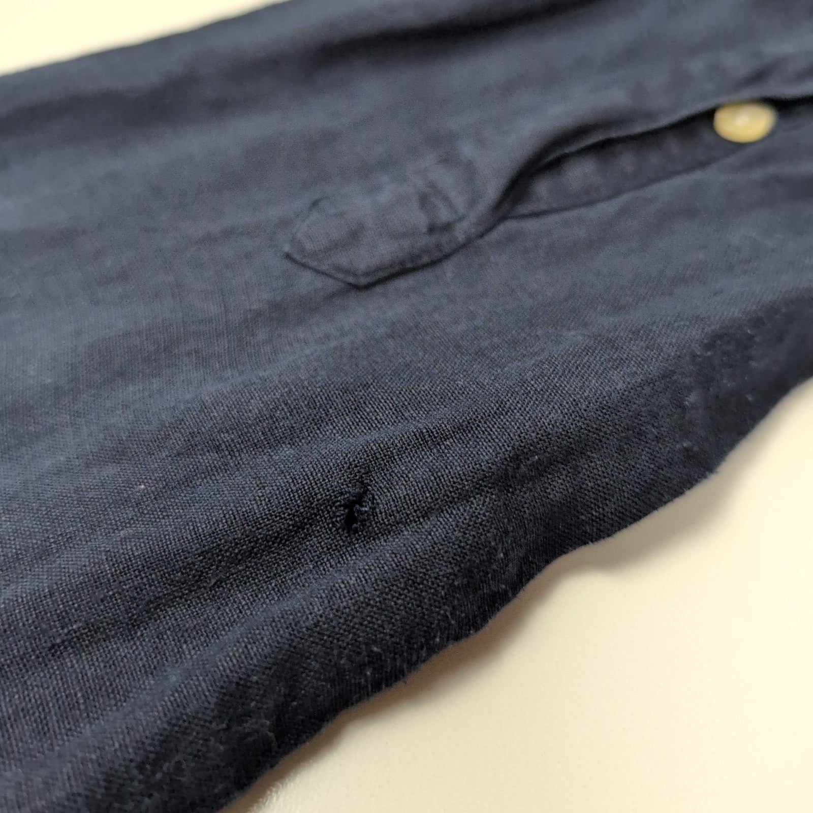 Chemise Lacoste 44 XL 100% Lin Bleu Marine Regular Fit Made in Romania