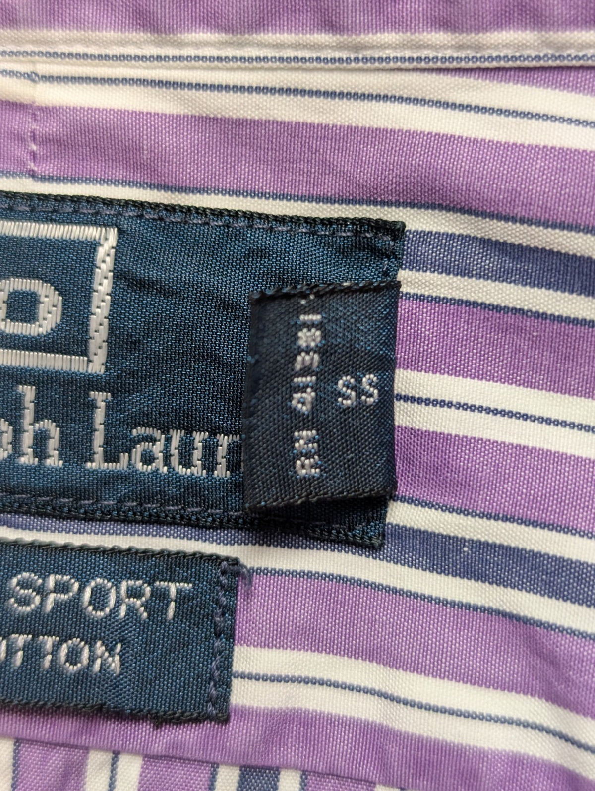 Chemise Polo Ralph Lauren Shirt M Curham Sport Violet Rayée Poche Col Classique