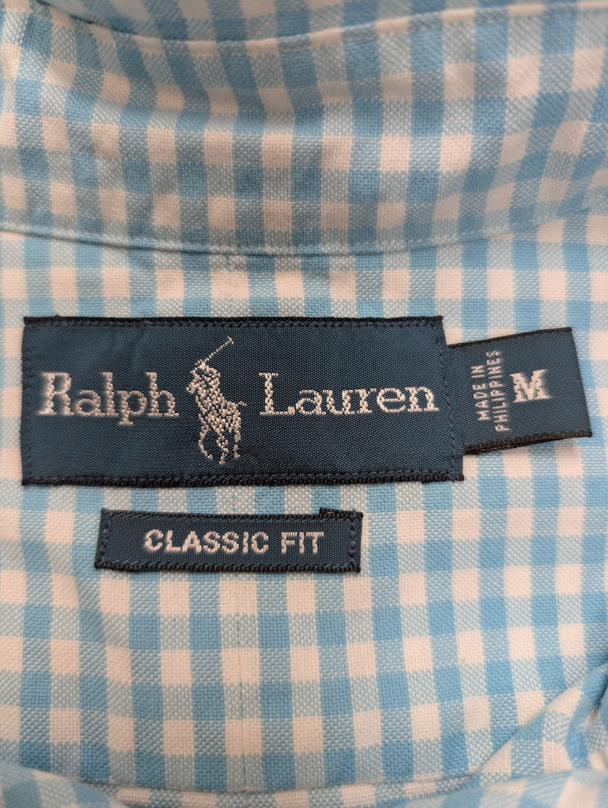 Chemise Ralph Lauren à Petits Carreaux Bleu et Blanc Taille M Classic Fit