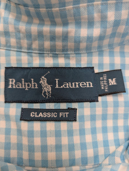 Chemise Ralph Lauren à Petits Carreaux Bleu et Blanc Taille M Classic Fit