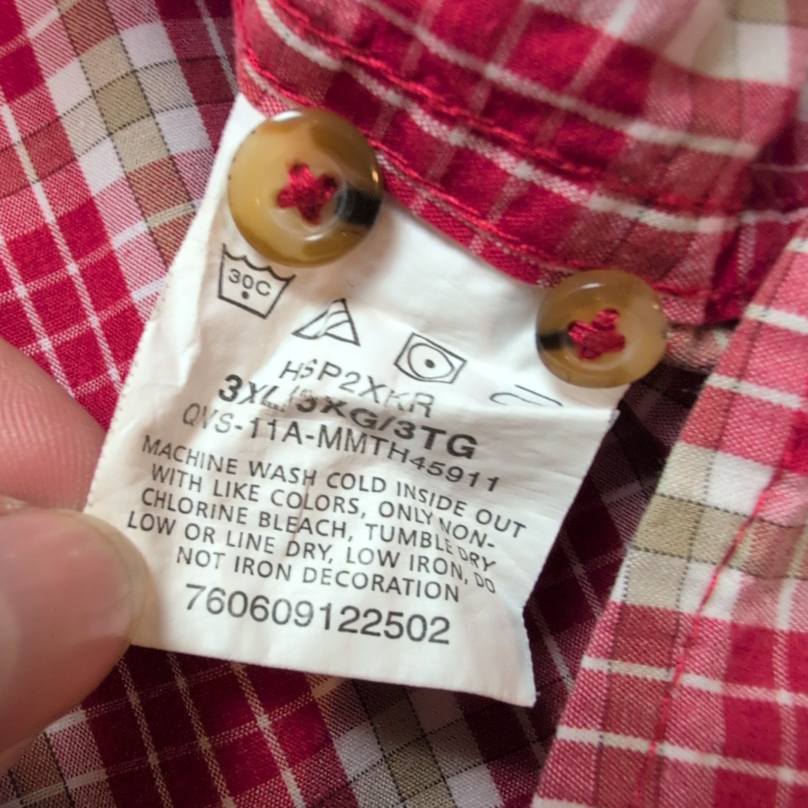 Chemise Wrangler Manches Courtes Rouge et Marron à Carreaux Taille 3XL
