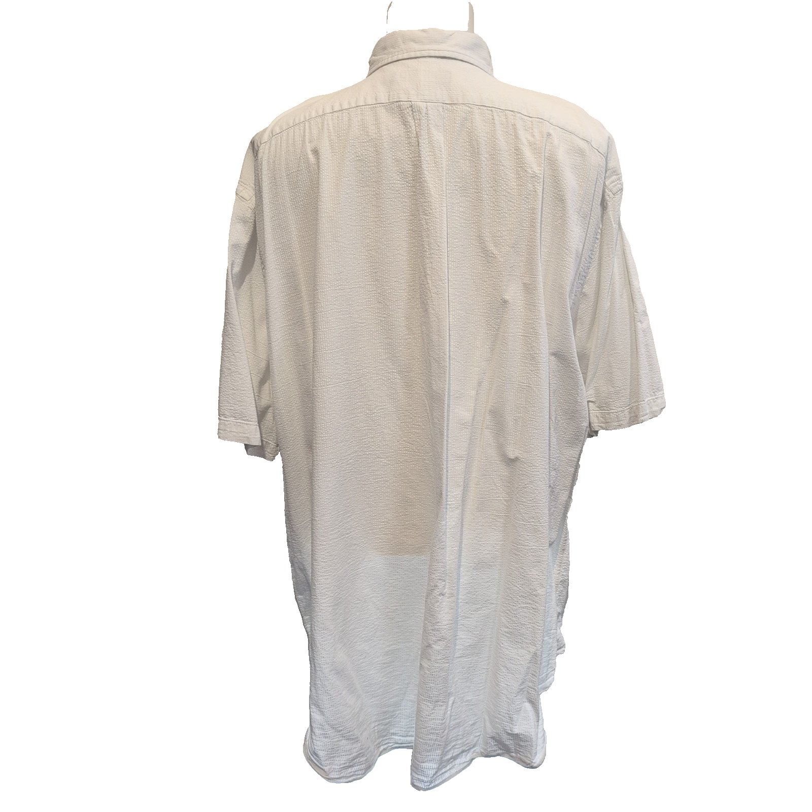 Chemise Ralph Lauren 3XLT 4XL Blanche Rayures Gaufrées Manches Courtes