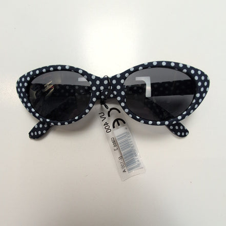 Lunettes de soleil Femmes Bleu Marine à Pois Blancs Effet Tissu Branches Larges