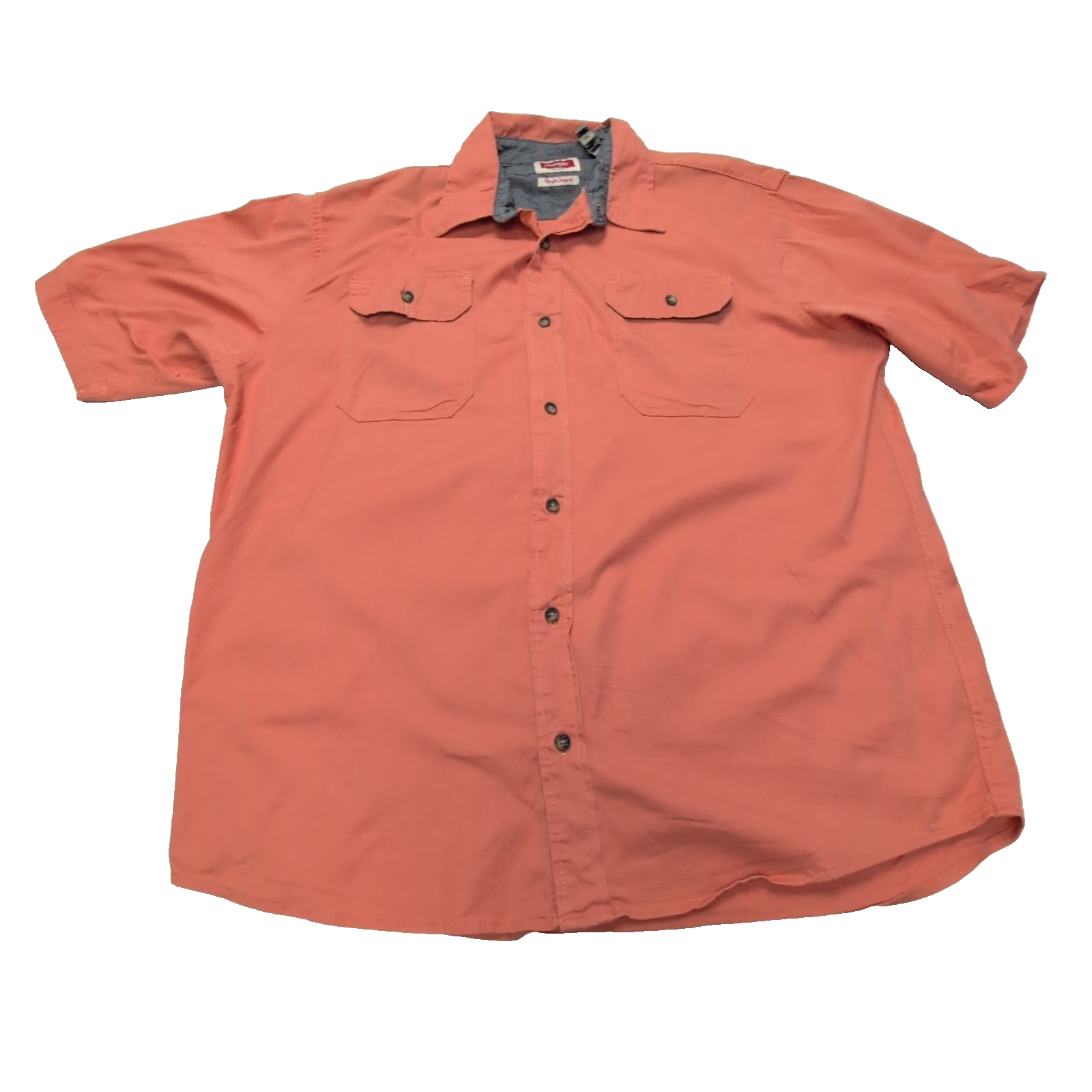 Chemise Wrangler orange uni manches courtes taille L #100e