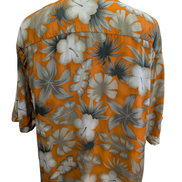 Chemise Hawaïenne Consensus 100% Rayonne - Orange Motif Fleuri - Taille L