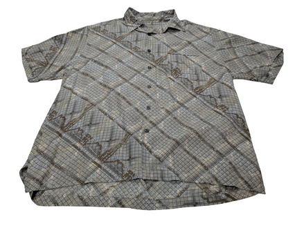 Chemise hawaïenne soie Visitor rayée manches courtes taille XL