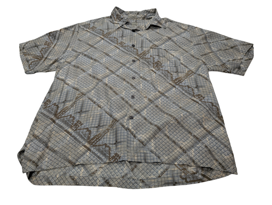 Chemise hawaïenne soie Visitor rayée manches courtes taille XL