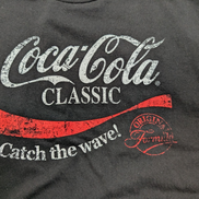 COCA-COLA T-Shirt Homme M Noir Classic Vintage Catch The Wave Logo Rétro |100T