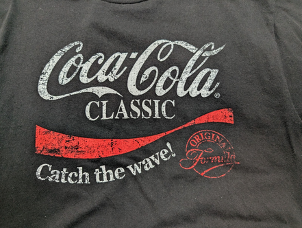 COCA-COLA T-Shirt Homme M Noir Classic Vintage Catch The Wave Logo Rétro |100T