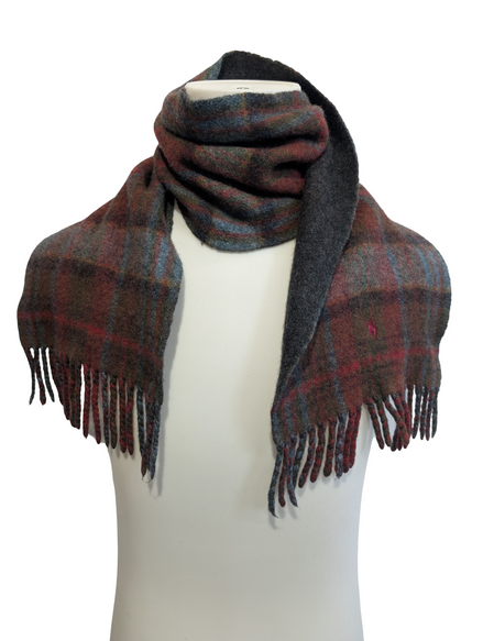 Écharpe Polo Ralph Lauren Carreaux Bordeaux Marron Laine Italie