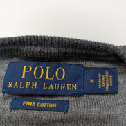 Pull Polo Ralph Lauren gris anthracite coton Pima col rond taille M logo noir