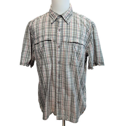 Chemise Carhartt Force XL Kaki Rouge Carreaux Manches courtes 2 Poches