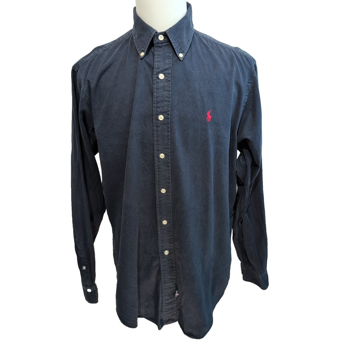 Chemise Ralph Lauren XL Vintage Bleu Marine Logo Rouge Malaysia manches longues