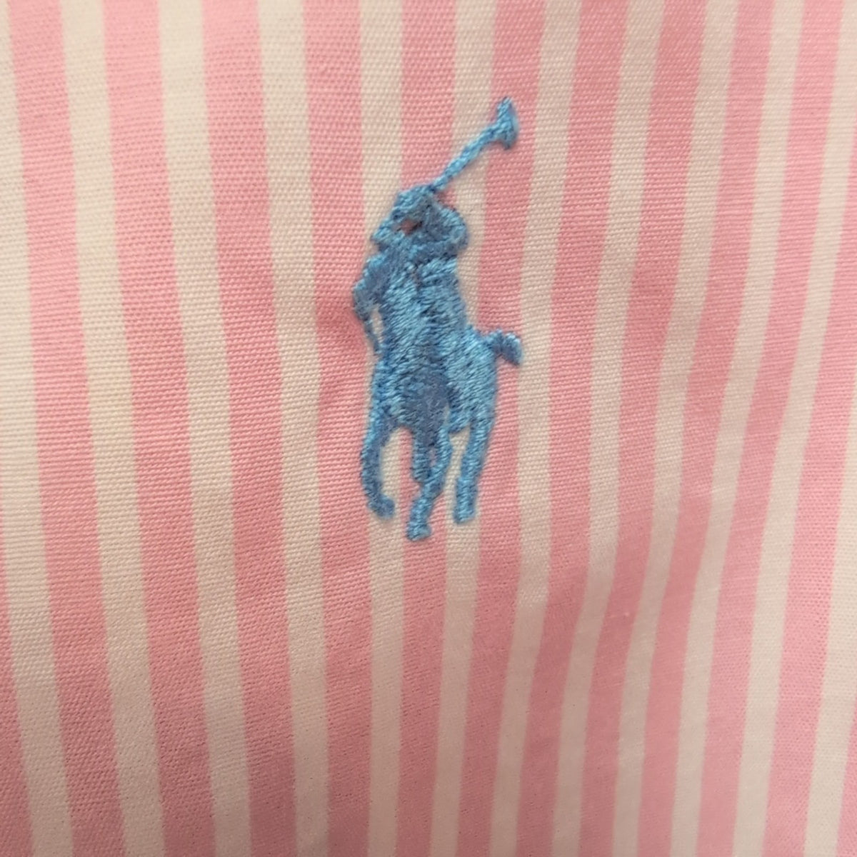 Chemise Ralph Lauren Classic Fit L/XL rose rayures logo bleu coton