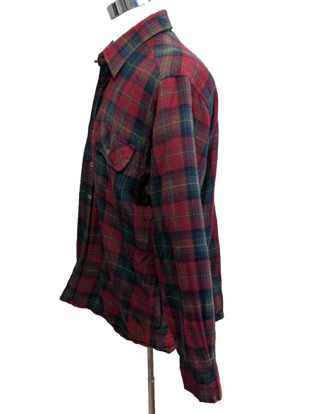 North Crest Chemise Veste Matelassée Laine Carreaux Bordeaux Vert XL RARE |270S
