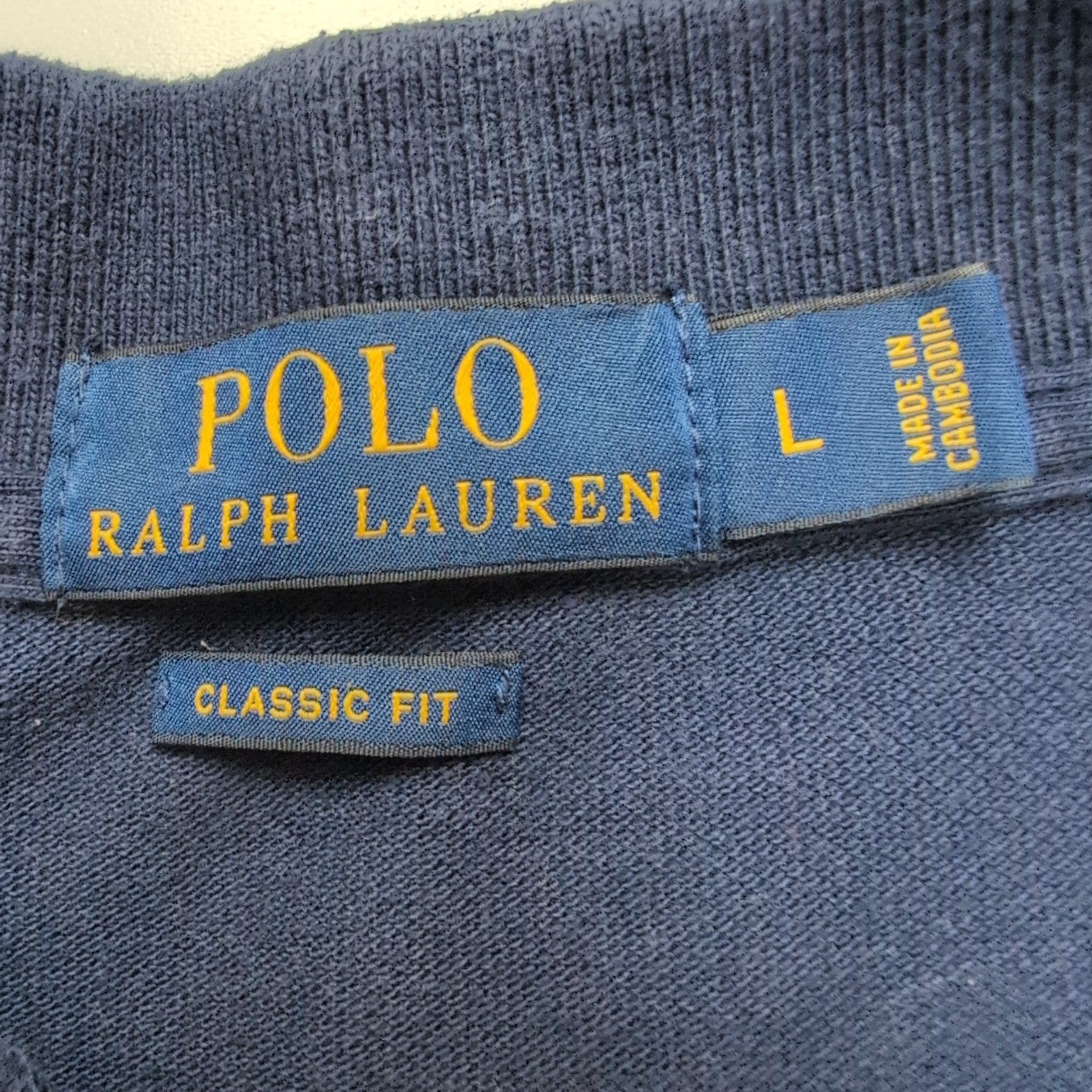 Polo Ralph Lauren Homme L Bleu Marine Logo Bleu Ciel Polo Manches Courtes