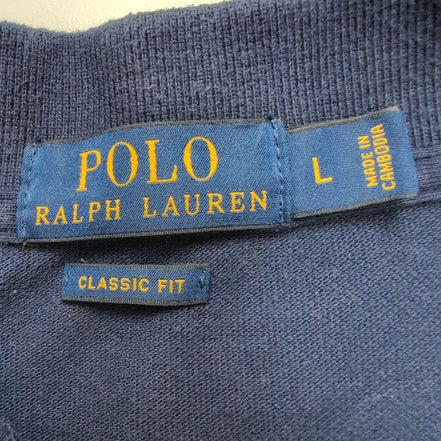 Polo Ralph Lauren Homme L Bleu Marine Logo Bleu Ciel Polo Manches Courtes