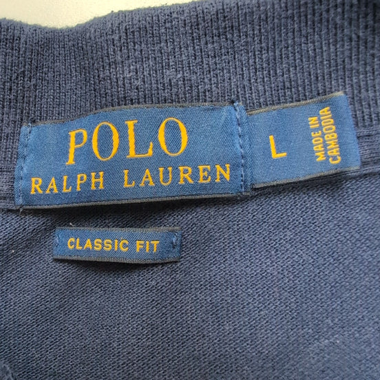 Polo Ralph Lauren Homme L Bleu Marine Logo Bleu Ciel Polo Manches Courtes