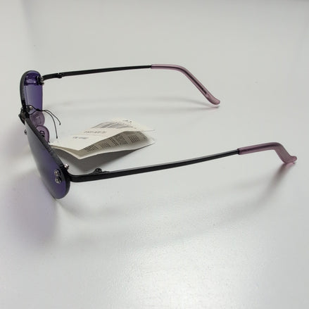 Lunettes de soleil Y2K Sans Monture Verres Ovales Violet et Métal Noir Mat