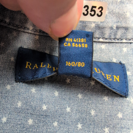 Chemise Polo Ralph Lauren L 14-16 Ans Bleu Étoiles Effet Jean Manches courtes