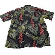 Chemise hawaïenne soie noire Tommy Bahama feuilles manches courtes taille S