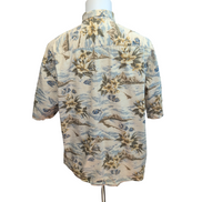 Chemise Hawaïenne Pierre Cardin XL Poissons Beige 100% Coton manches courtes