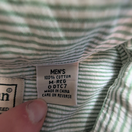 Chemise L.L. Bean à rayures vertes manches courtes taille M #112e