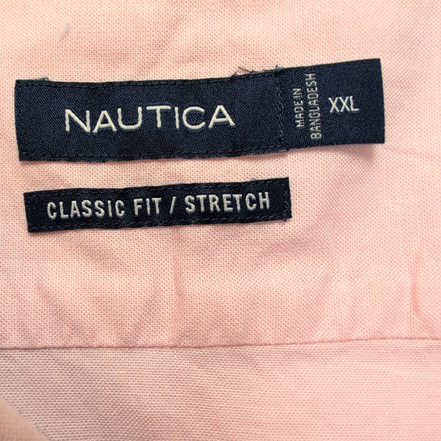 Chemise Nautica XXL Rose Pâle Uni Stretch Classic Fit Logo Brodé manches longues