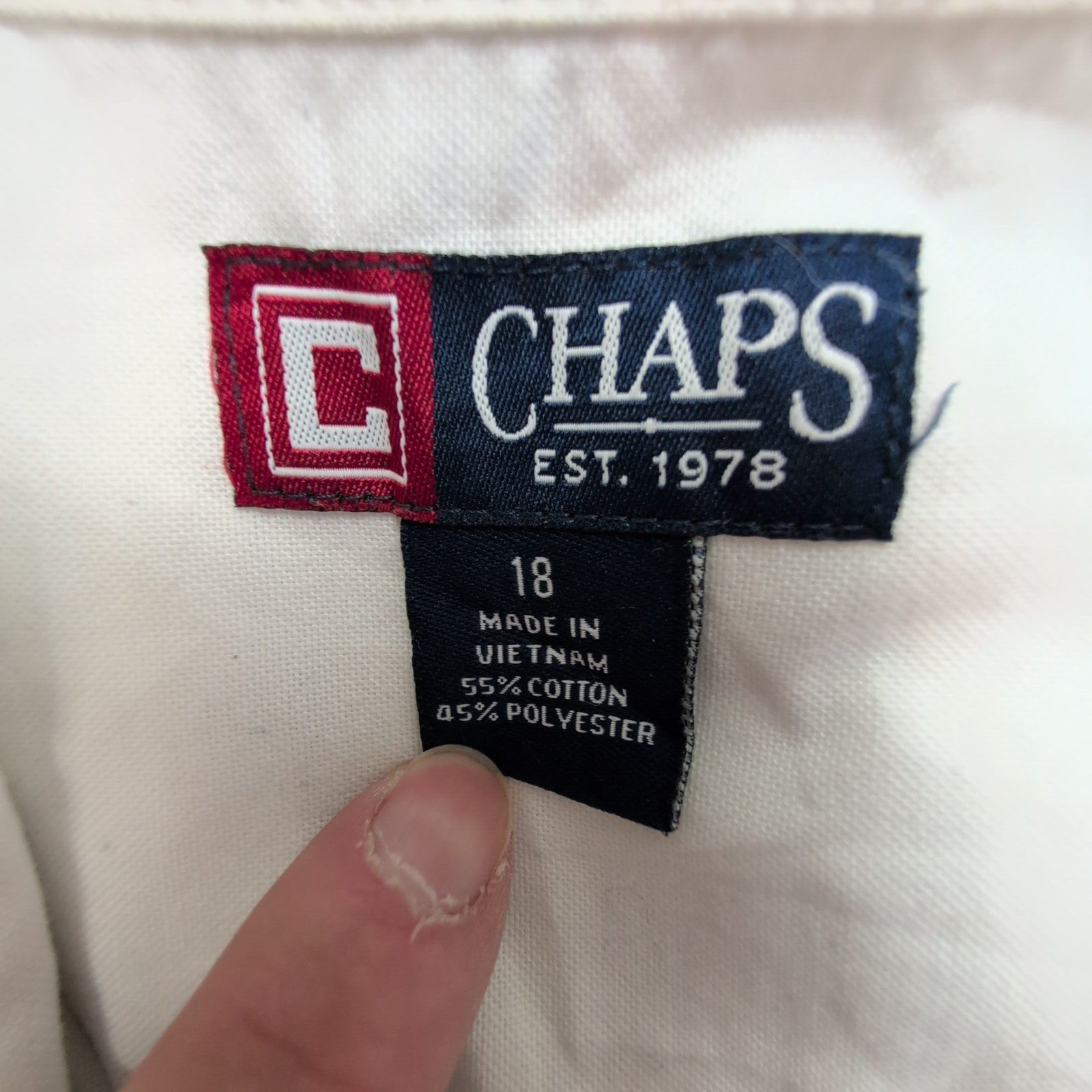 Chemise Chaps blanche unie taille S manches longues homme
