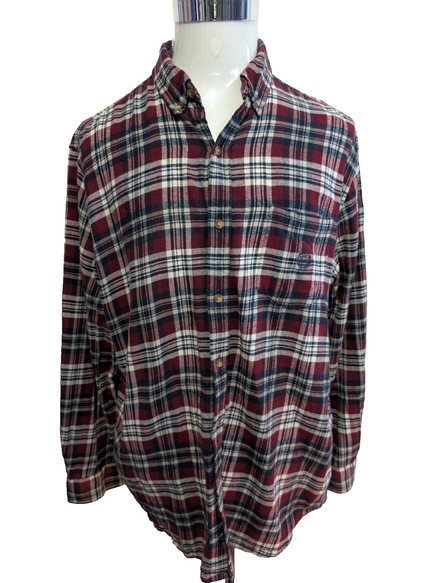 CHAPS Flanelle Bordeaux Marine XL Logo Brodé EE VINTAGE 100% Coton | 319S