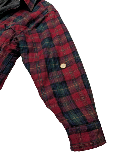 North Crest Chemise Veste Matelassée Laine Carreaux Bordeaux Vert XL RARE |270S