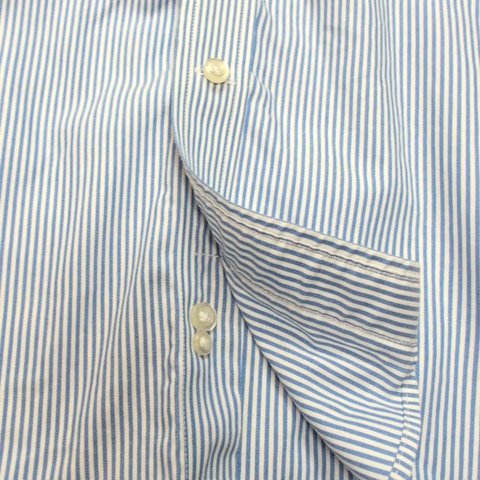 Chemise Lands' End XXL 3XL Supima Oxford Rayures Bleues Poche manches longues