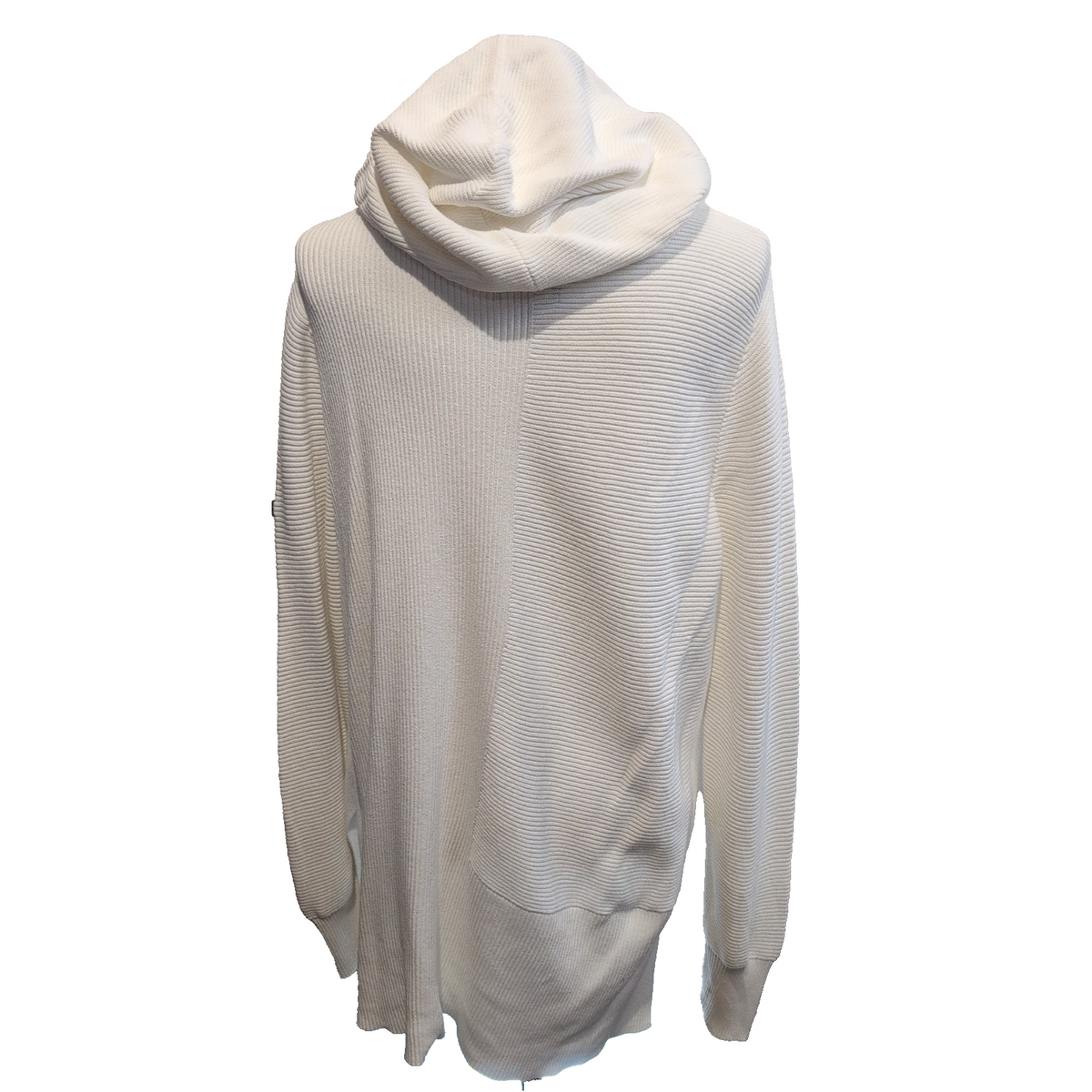 Barbour International Hoodie Pull Femme L Écru Coton Maille Nervurée Capuche