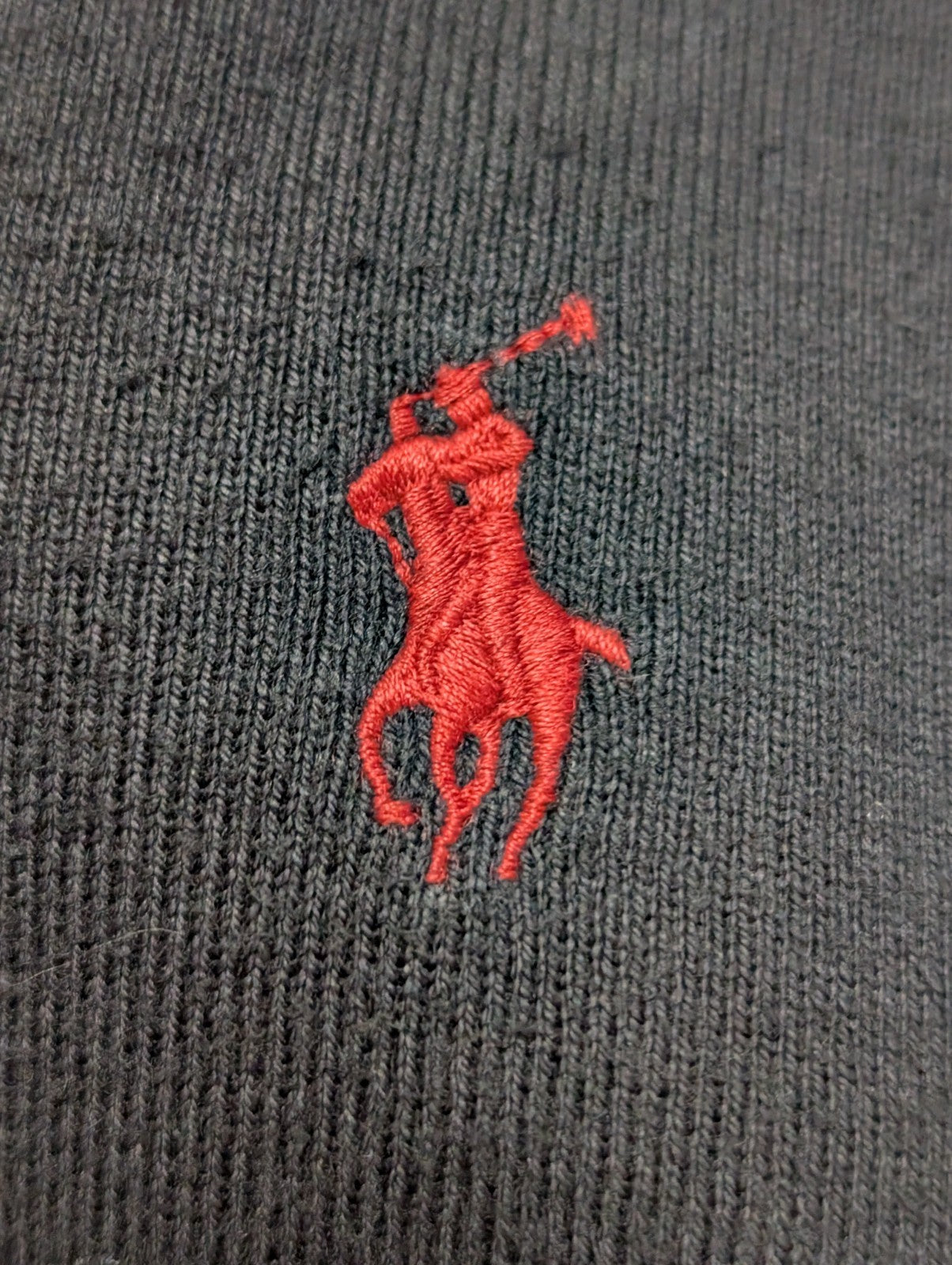 Pull Fin Polo Ralph Lauren Bleu Marine Col V Taille S Pima Coton Logo Rouge