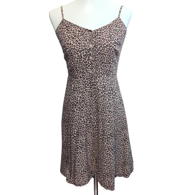Robe GAP XS Rose Motif Cœurs Bretelles Réglables Viscose Doublée