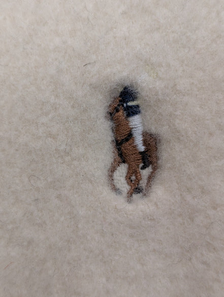 Écharpe Polo Ralph Lauren Blanc Cassé 100% Laine Logo Poney Marron