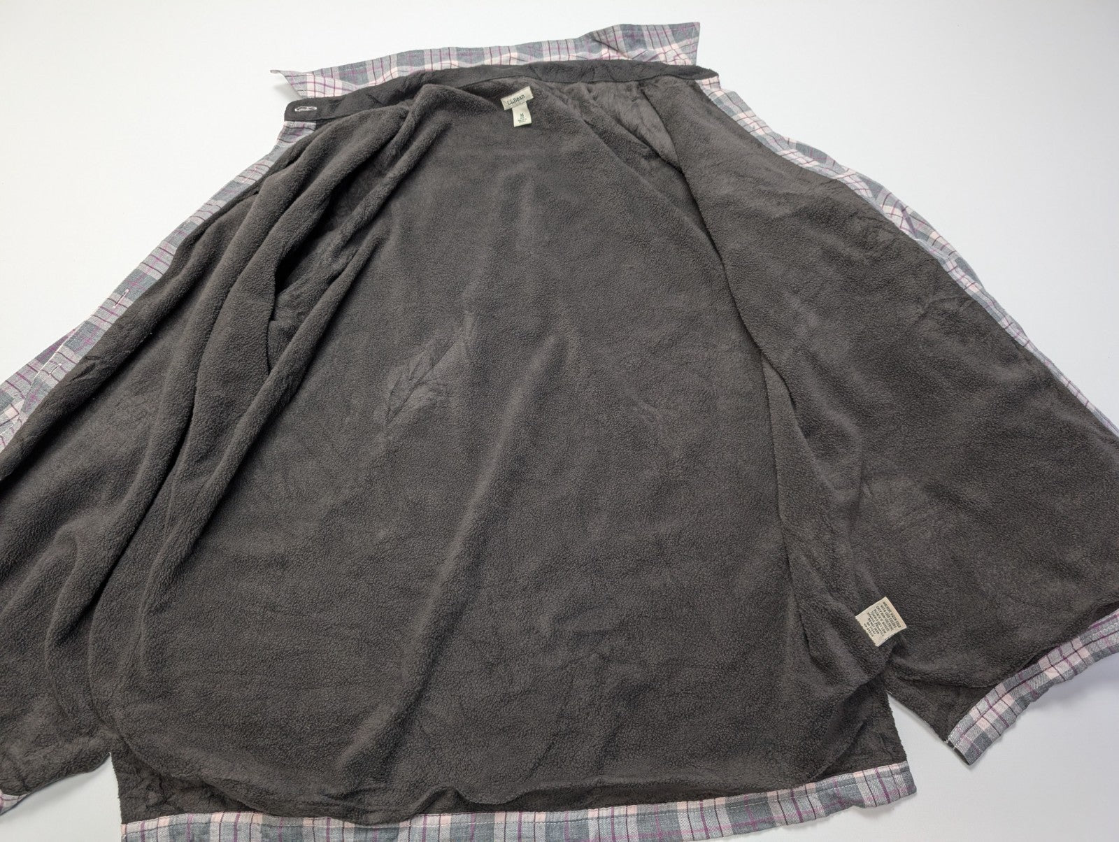 L.L.Bean Surchemise Veste Flanelle Carreaux Gris Violet Polaire Doublée M |252S