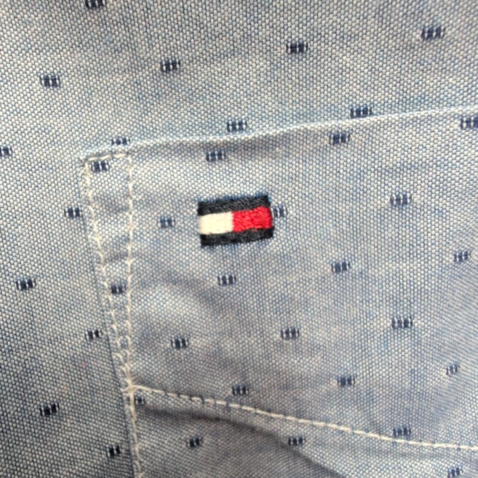 Chemise Tommy Hilfiger Bleue à Motifs Manches Longues 1 Poche - Taille S/M