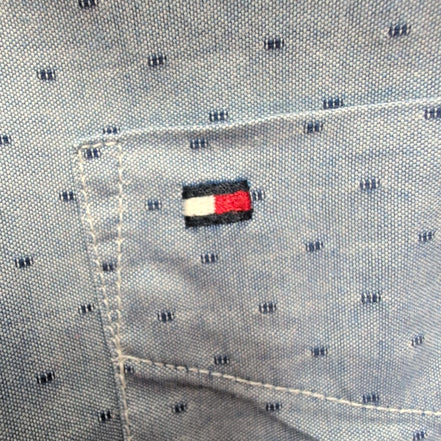 Chemise Tommy Hilfiger Bleue à Motifs Manches Longues 1 Poche - Taille S/M