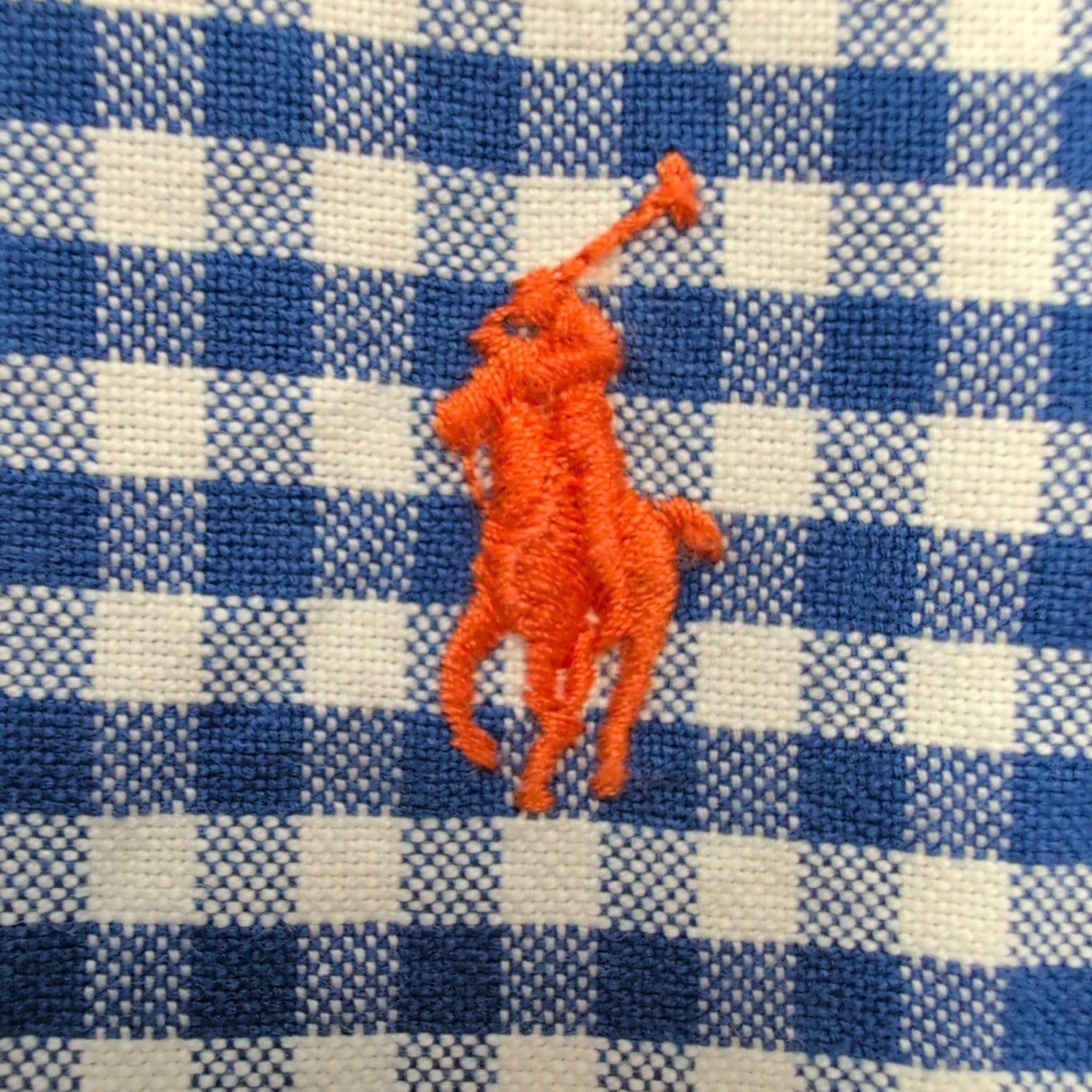 Chemise Ralph Lauren Classic Fit 4XL Big Bleu Carreaux Oxford Logo Orange