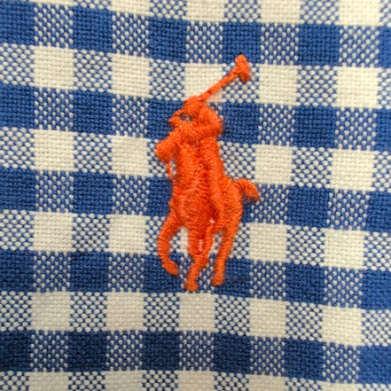 Chemise Ralph Lauren Classic Fit 4XL Big Bleu Carreaux Oxford Logo Orange