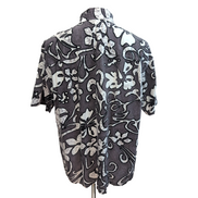 Chemise hawaïenne Cache Creek L grise blanche motif floral 100% coton