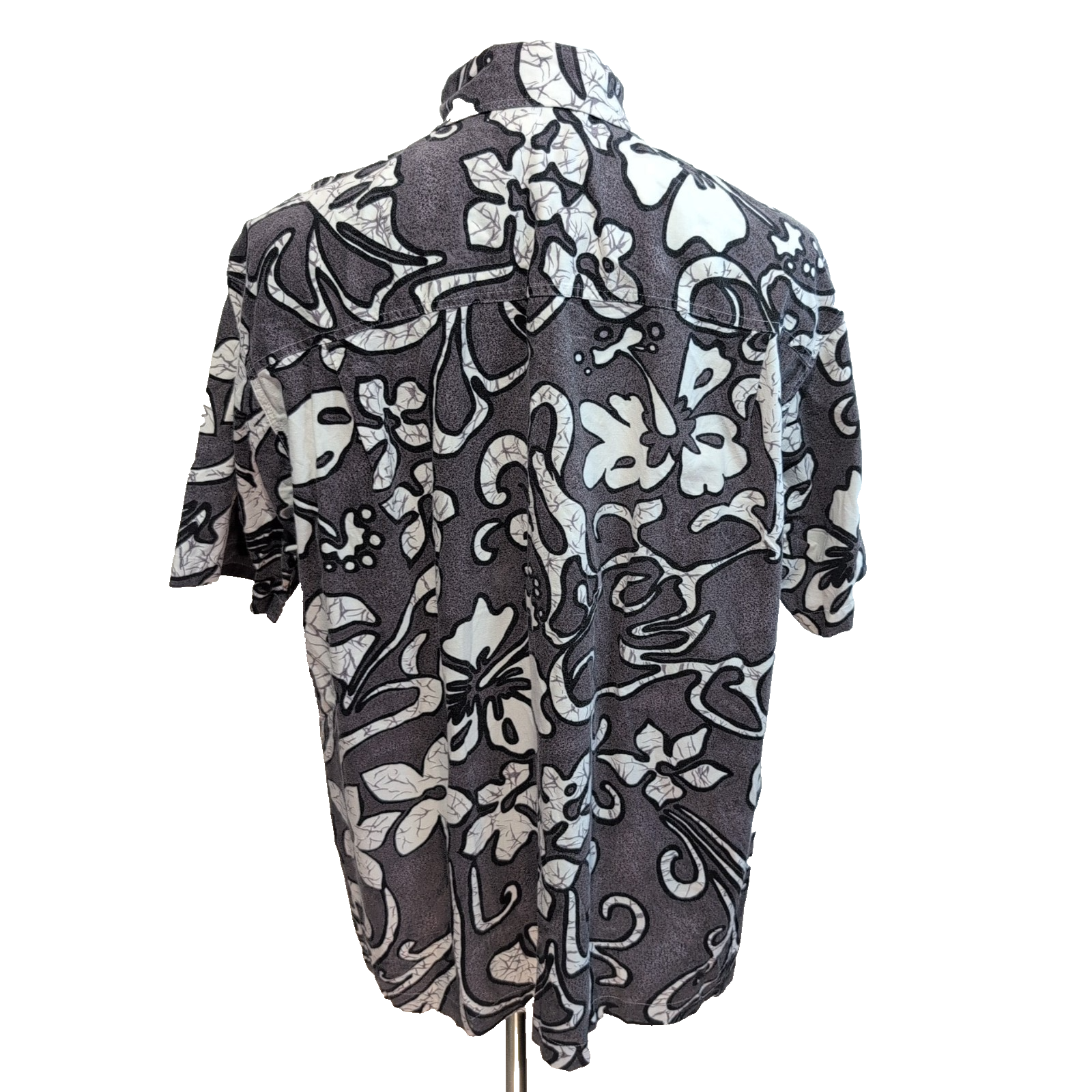 Chemise hawaïenne Cache Creek L grise blanche motif floral 100% coton