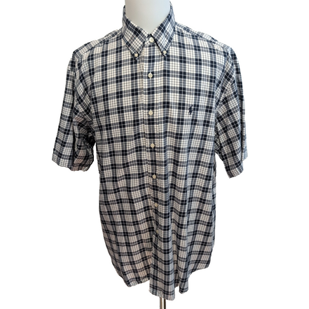 Chemise Ralph Lauren Blake XL Bleu Marine Carreaux Manches Courtes