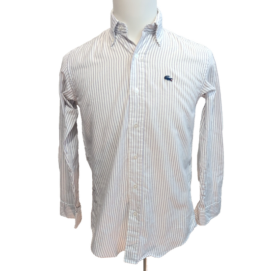 Chemise Izod Lacoste S Blanche Rayures Bleues Made in Korea Vintage