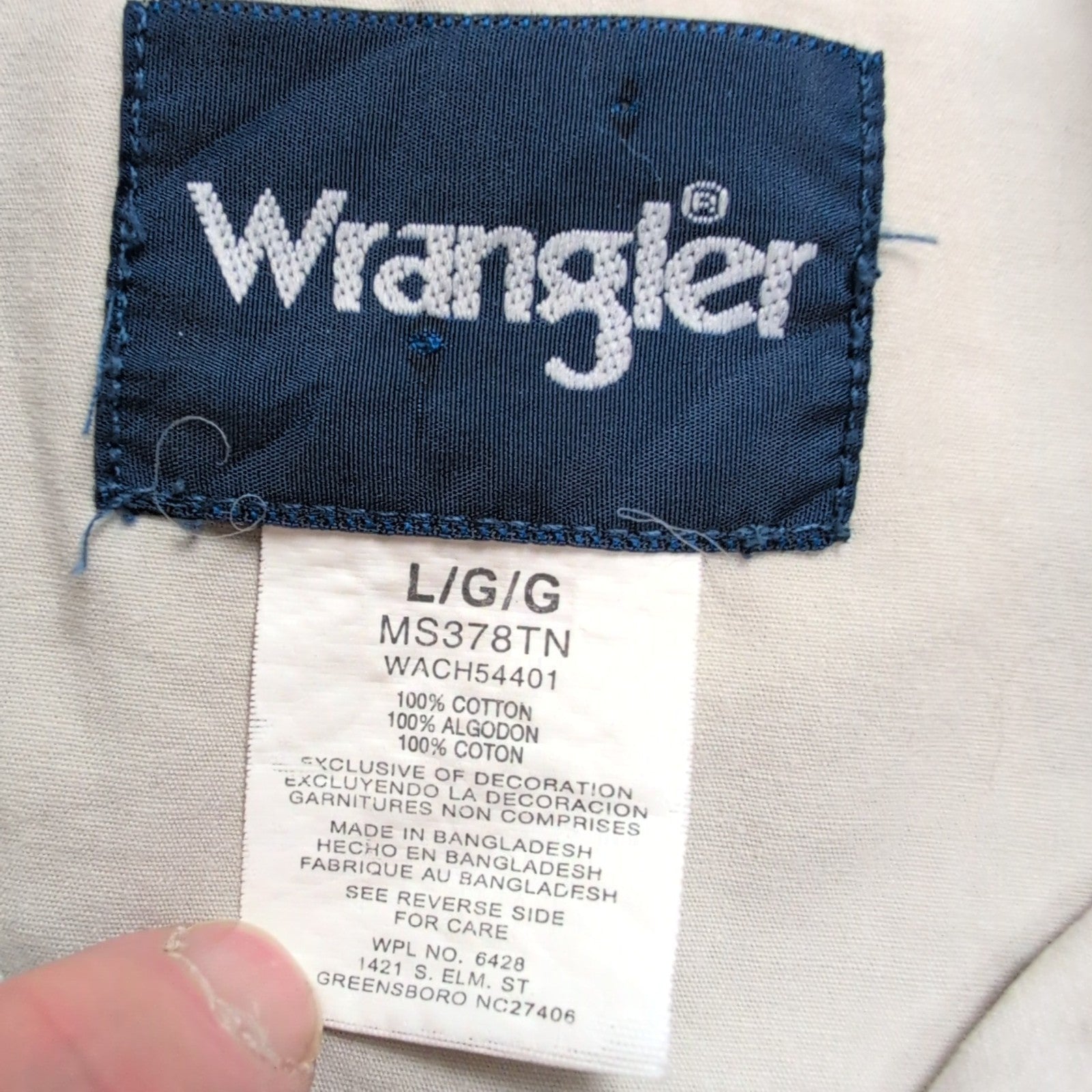 Chemise Wrangler Manches Courtes Crème à Poches Style Western Taille L